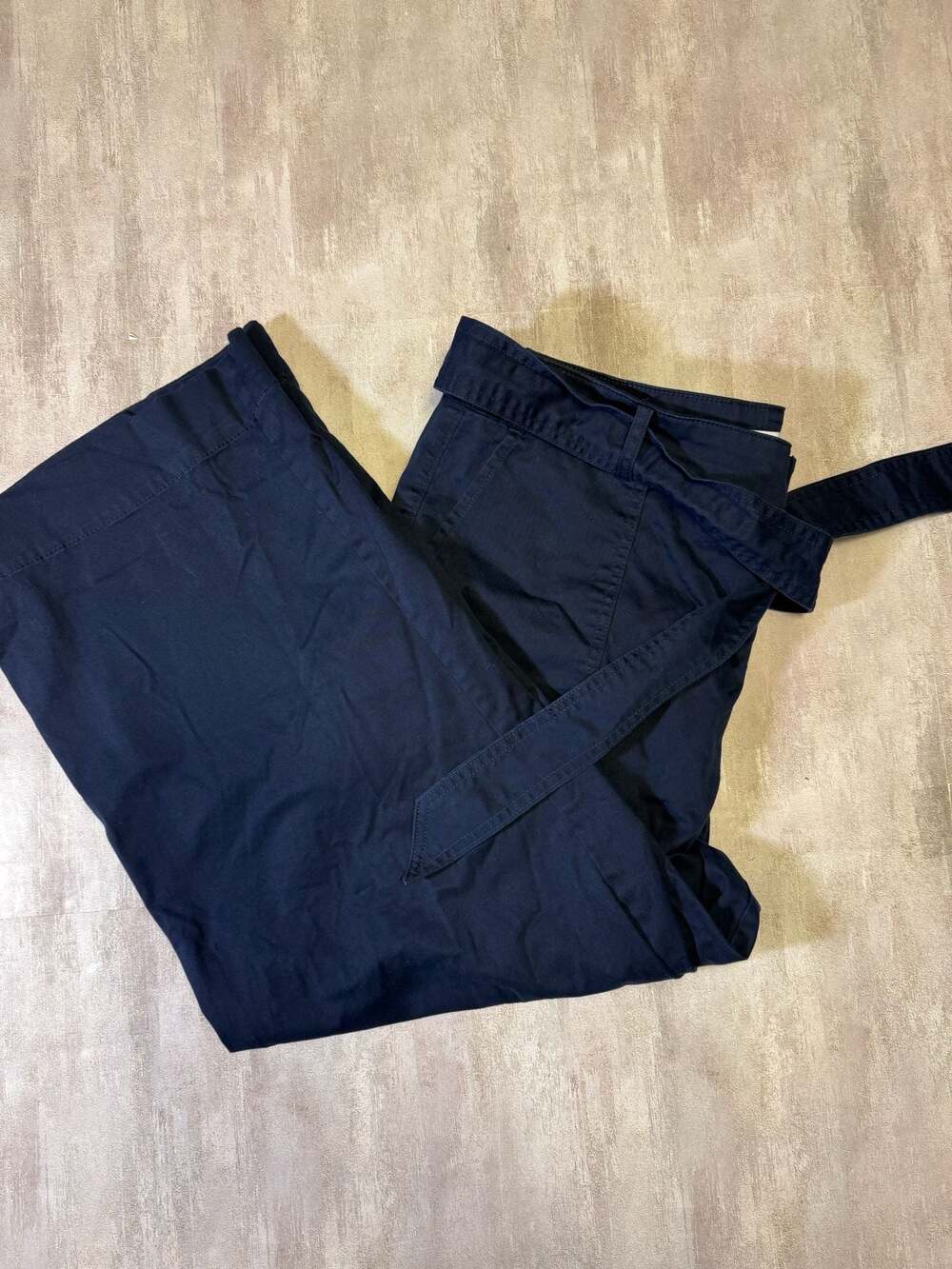 LOFT Navy Blue Tie-Waist Wide Leg Cropped Pants Size 16P
